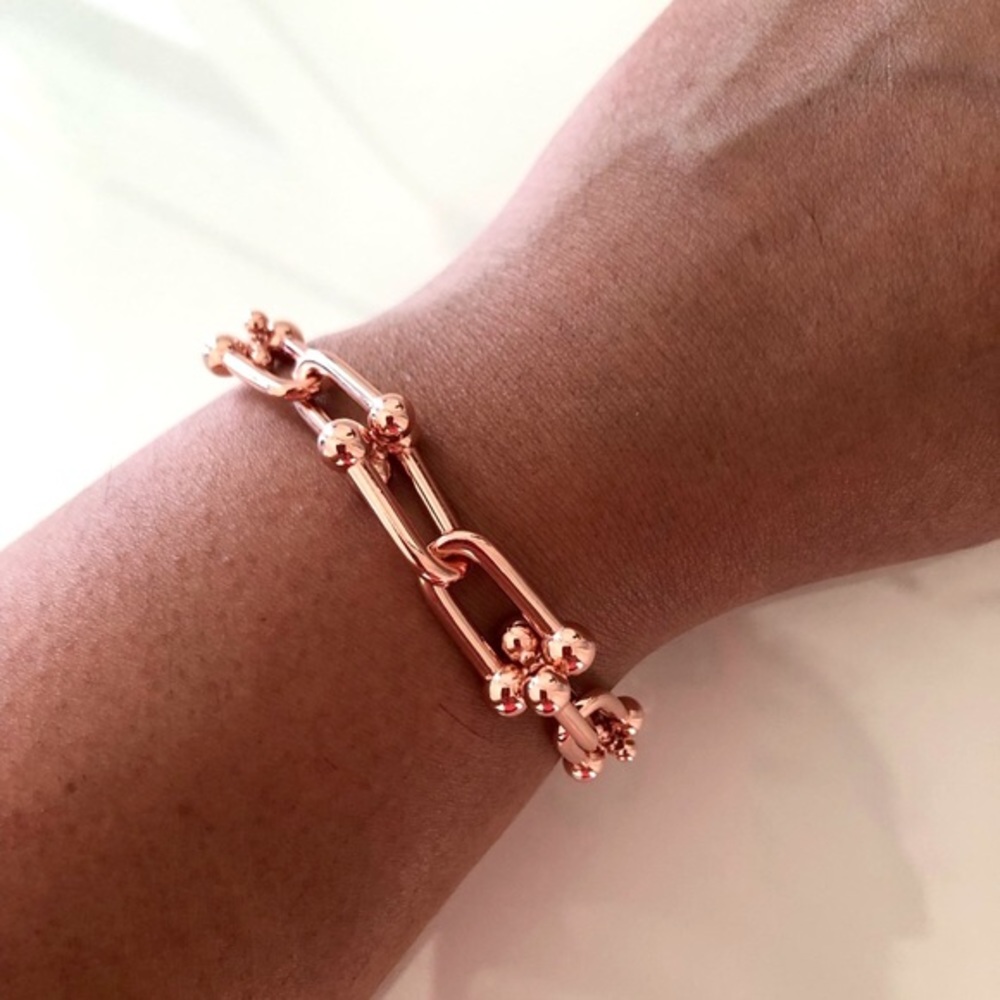 Rose Gold Hardware Graduated Link U Chain Bracelet